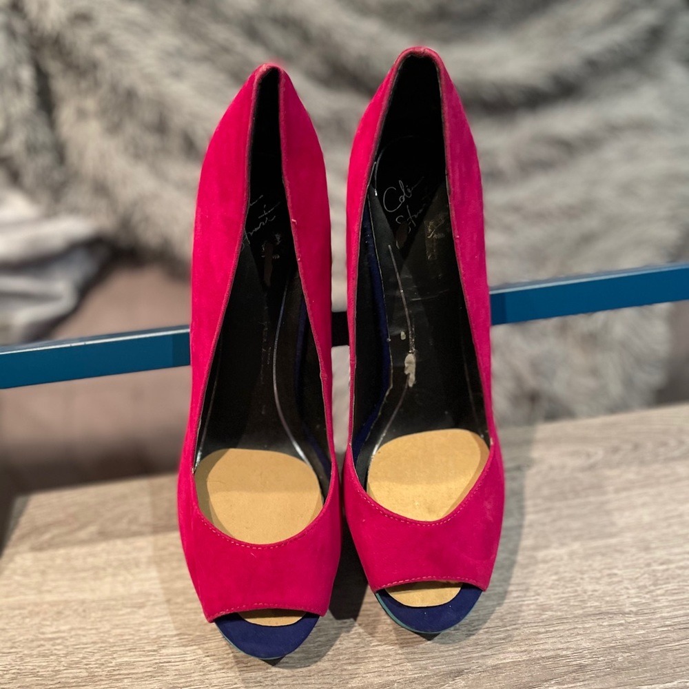 Colin Stuart Muti-color Open Toe Pumps